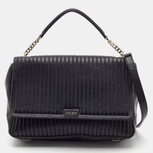 luxury-women-dkny-used-handbags-p927596-014 DKNY Black Quilted Leather Gansevoort Flap Top Handle Bag