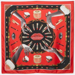 Dolce & Gabbana Red Make-Up Print Silk Scarf