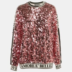 luxury-women-dolcegabbana-new-clothes-p1118130-001 Dolce & Gabbana Pink Sequin Tulle Logo Detail Pullover S
