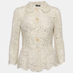 dolce & gabbana ecru lace button front jacket m
