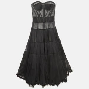 luxury-women-dolcegabbana-new-clothes-p950376-003 Dolce & Gabbana Black Tulle Semi Sheer Strapless Corset Dress M
