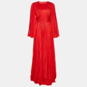 Dolce & Gabbana Red Chiffon Pleated Long Dress S