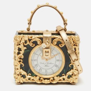 Dolce & Gabbana Gold/Green Acrylic and Leather Orologio Barocco Dolce Box Bag