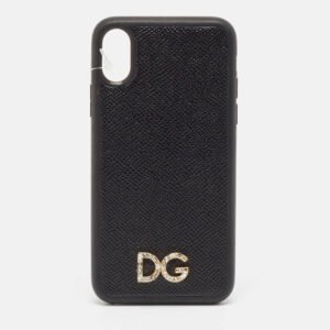 Dolce & Gabbana Black DG Logo Crystals iPhone X Case