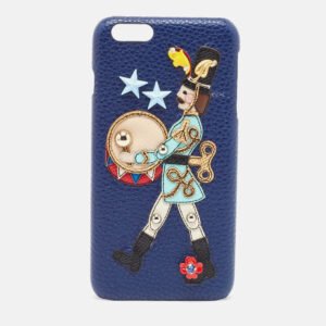 Dolce & Gabbana Blue Leather Nut Cracker Embellished iPhone 6 Case