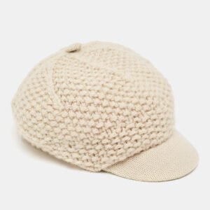 Dolce & Gabbana Beige Crochet Virgin Wool Beret Cap Size 58
