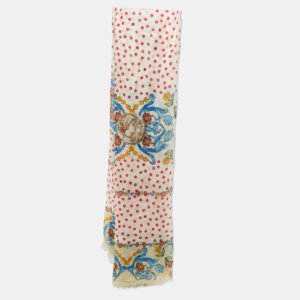 Dolce & Gabbana Multicolor Majolica Print Silk Scarf