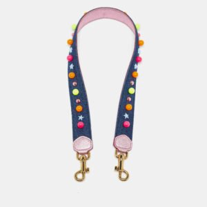 Dolce & Gabbana Blue Denim and Leather Embellished Shoulder Bag Strap