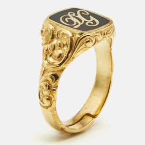 Dolce & Gabbana Enamel Logo Gold Ring Size 60