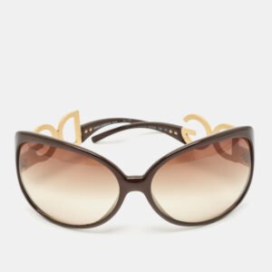 Dolce and Gabbana Brown Gradient DG Crystals Logo Oversized  Sunglasses
