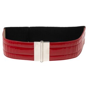 Dolce & Gabbana Red/Black Patent Leather and Elastic Waist Belt 85CM