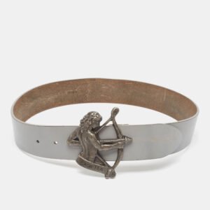Dolce & Gabbana Grey Leather Sagipter Waist Belt 80CM