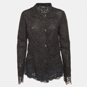 Dolce & Gabbana Black Floral Lace Button Front Jacket M