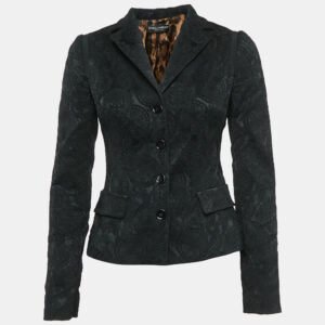 Dolce & Gabbana Black Jacquard Single Breasted Blazer S