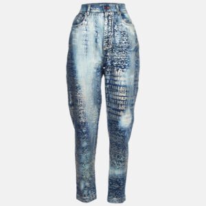 Dolce & Gabbana Blue Glitter Print Denim Amber Fit Jeans M/Waist 27"