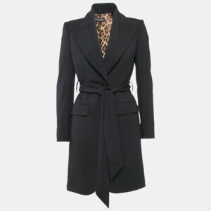 Dolce & Gabbana Black Wool Single Breasted Trench Coat XS