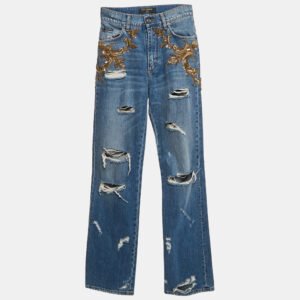 Dolce & Gabbana Ripped Denim Embellished Jeans S Waist 28"