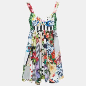 Dolce & Gabbana Multicolor Cotton Patchwork Short Dress S