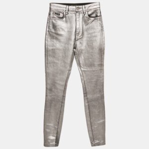 Dolce & Gabbana Silver Coated Skinny Jeans S Waist 26"