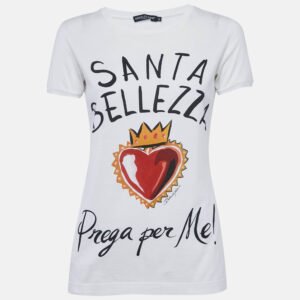 Dolce & Gabbana White Santa Belleza Print Jersey T-Shirt M
