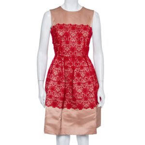 luxury-women-dolcegabbana-used-clothes-p422819-003 Dolce & Gabbana Beige Satin Lace Trim Detail Sleeveless Mini Dress M