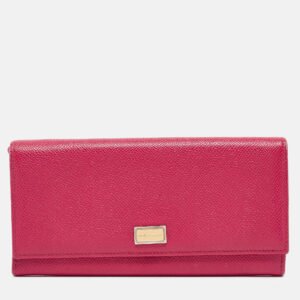 Dolce & Gabbana Fuchsia Leather Flap Continental Wallet