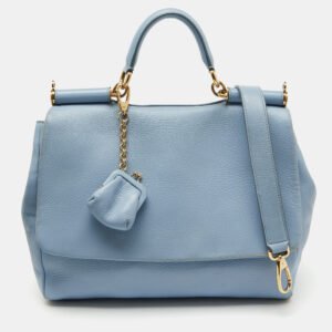 Dolce & Gabbana Blue Leather Miss Sicily Top Handle Bag