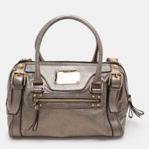 Dolce & Gabbana Metallic Grey Leather Miss Easy Way Satchel