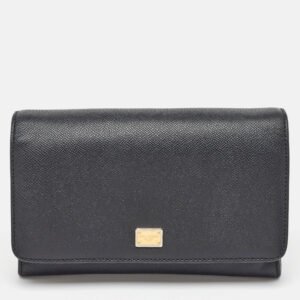 Dolce & Gabbana Black Leather Flap Continental Wallet