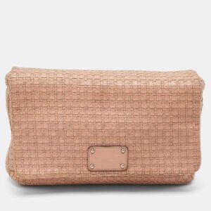 Dolce & Gabbana Pink Woven Leather Miss Lexington Clutch