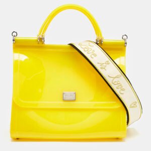 dolce & gabbana yellow rubber miss sicily top handle bag