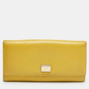 Dolce & Gabbana Yellow Leather Flap Continental Wallet