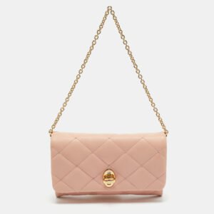 dolce & gabbana pink quilted leather chain clutch
