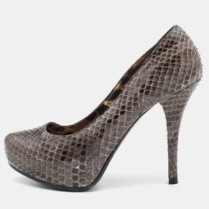 Dolce & Gabbana Grey Python Leather Platform Pumps Size 37