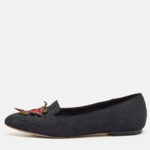 Dolce & Gabbana Black Jacquard Smoking Slippers Size 36.5