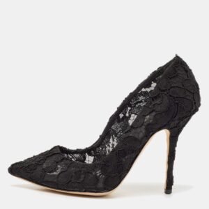 Dolce & Gabbana Black Lace Bellucci Pointed Toe Pumps Size 39