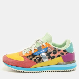 Dolce & Gabbana Multicolor Leather, Suede and Patent Leather Low Top Sneakers Size 39