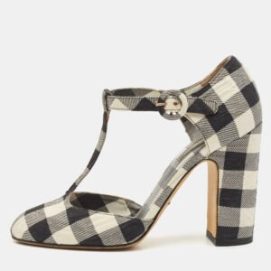 Dolce & Gabbana Black/White Canvas Mary Jane Pumps Size 38.5
