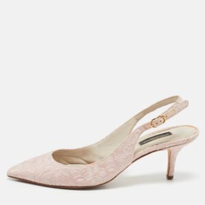 dolce & gabbana pink lurex fabric slingback pumps size 37.5