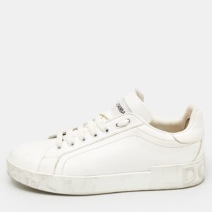 Dolce & Gabbana White Leather Portofino Sneakers Size 39