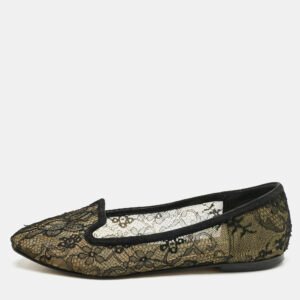 Dolce & Gabbana Black Lace Smoking Slippers Size 37.5