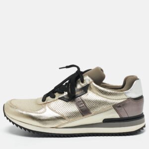 dolce & gabbana multicolor metallic peforated leather low top sneakers size 41