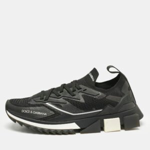 dolce & gabbana black mesh and rubber sorrento lace up sneakers size 43.5