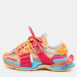 Dolce & Gabbana Multicolor Leather and Canvas Space Sneakers Size 40