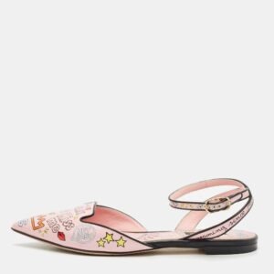 Dolce & Gabbana Multicolor Graffiti Leather Flat Sandals Size 36.5