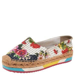 Dolce & Gabbana Multicolor Floral Print Canvas Espadrille Flats Size 36