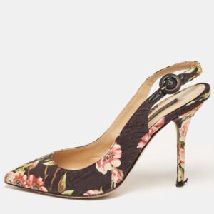 Dolce & Gabbana Multicolor Floral Print Brocade Slingback Pointed Toe Pumps Size 38