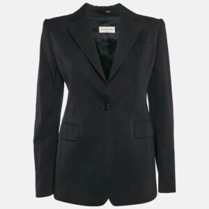Dries van Noten Navy Blue Wool Single Breasted Blazer S