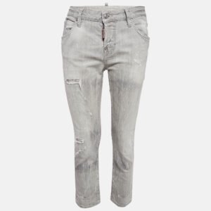 Dsquared2 Grey Distressed Denim Jeans S Waist 32"