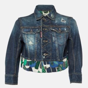 DSquared2 Blue Distressed Denim Cropped Jacket M